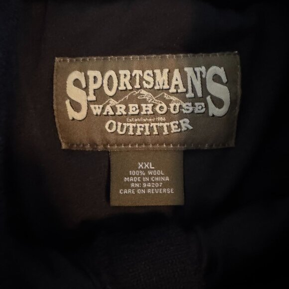 Sportsman's Warehouse Black Wool Hunting Sweater, Henley Neck Fully Lined, XXL - Picture 4 of 8
